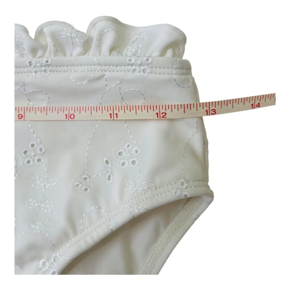 ASOS High Waist White Ruffle Embroideries Bikini Bottom Size UK 8 EU 36 US 4 NEW
